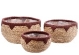 Cumpara ieftin Set 3 ghivece flori papura natur textil maro 22 x 15 cm, 26,5 x 18 cm, 32,5 x 22 cm