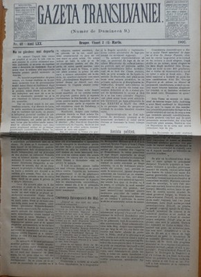 Gazeta Transilvaniei , Numer de Dumineca , Brasov , nr. 48 , 1907 foto