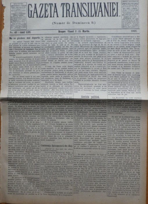 Gazeta Transilvaniei , Numer de Dumineca , Brasov , nr. 48 , 1907