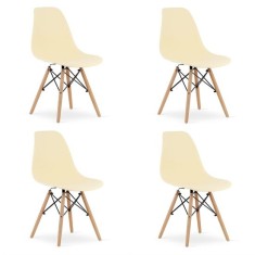 Set 4 scaune stil scandinav, Artool, Osaka, PP, lemn, crem si natur, 46x54x81 cm GartenVIP DiyLine foto