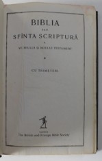 BIBLIA SAU SFANTA SCRIPTURA A VECHIULUI SI NOULUI TESTAMENT , CU TRIMETERI , LONDON , TEXT IN LIMBA ROMANA , 1968
