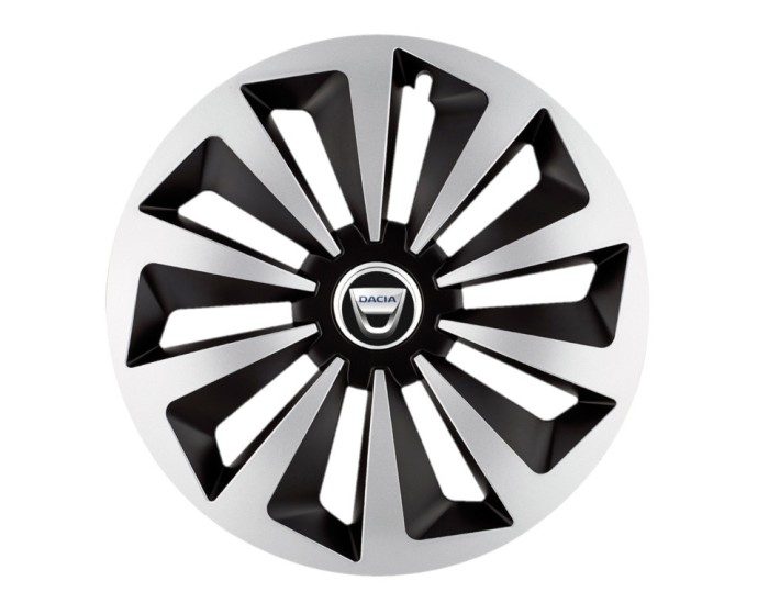 Set 4 capace roti Fox Gri-Negru R15 pentru gama auto Dacia