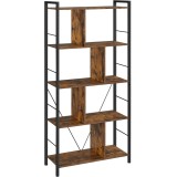 VASAGLE Biblioteca din lemn cu 5 nivele, stil industrial, 30x74x150cm, maro rustic Household NewTrend