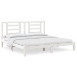 Cumpara ieftin Cadru de pat fara saltea, alb, 200x200 cm, lemn masiv pin