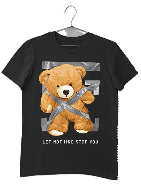 Tricou barbati, Teddy Bear &quot; Let Nothing Stop You &quot; Negru, marime XL