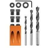 Dispozitiv pentru imbinari ascunse, gaurire in lemn, set 14 piese, NEO GartenVIP DiyLine