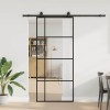 VidaXL Ușă glisantă cu set de feronerie neagră 90x205 cm Sticlă ESG