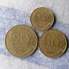 Lot monede Franta. 5 10 20 centimes 1984