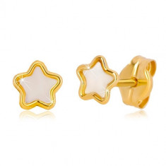 Cercei din aur de 14K cu motiv de stea și perle naturale