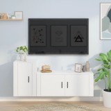 Cumpara ieftin Set dulap TV, 2 piese, alb, lemn prelucrat