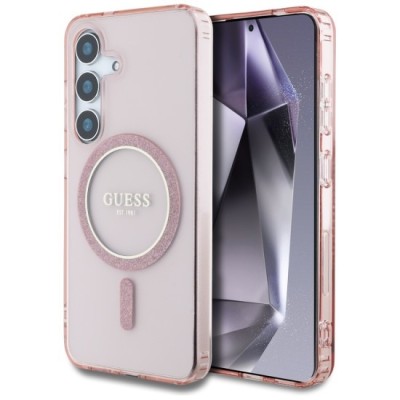 Husa pentru Samsung Galaxy S25 - Guess IML Glitter Circle MagSafe (GUHMS25SHFGEREP) - Pink foto