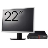 Pachet Calculator LENOVO Thinkcentre M600 Tiny, Intel Pentium J3710 1.60-2.64GHz, 4GB DDR3, 120GB SSD + Monitor 22&amp;quot; NewTechnology Media