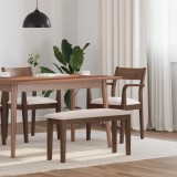 Banca Gossi 90 cm Maro Lemn Masiv Hevea, Tapitata, Interior Living, Scaun Confortabil, Design Elegant