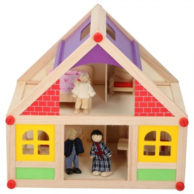 Casa de papusi din lemn Marionette 11 piese foto