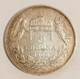 UNGARIA 5 COROANE KORONA 1900 ARGINT VF++ XF NECURATATA ( CITITI VA ROG DESCRIEREA ENUNTUL )
