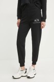 Armani Exchange pantaloni de trening din bumbac femei, culoarea negru, cu imprimeu, XW000162 AF11851