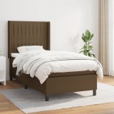 VidaXL Pat box spring cu saltea, maro &icirc;nchis, 90x190 cm, textil 3131556