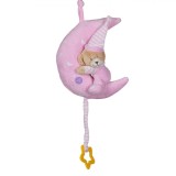 Carusel Muzical Pătuț Bebe, Ursuleț Roz cu Lumină, 24cm, Melodie Liniștitoare, Plus/Plastic, Fete