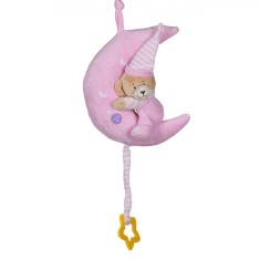 Carusel Muzical pentru Pătuț, Ursuleț Roz, Lumină 24cm