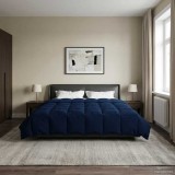 vidaXL Pilotă de vară Patos Albastru &icirc;nchis 240 x 260 cm Microfibră 42025976