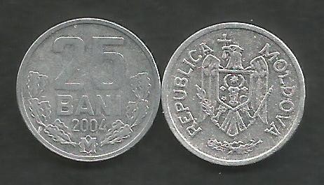 MOLDOVA 25 BANI 2004 [1] VF , livrare in cartonas