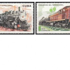 Cuba 1975 - Locomotive, cai ferate, serie neuzata