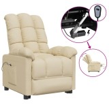 Cumpara ieftin Fotoliu rabatabil electric, crem, material textil