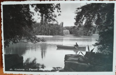 Carte postala, Craiova, lacul din parcul Romanescu, 1942 foto