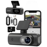Camera de bord DVR V22 QOVU&reg; Single 4K Fata, Modul GPS, Card 32GB si Kit parcare incluse, Senzor coliziune, Camp vizual ultra larg 170&deg;, Vedere noctur