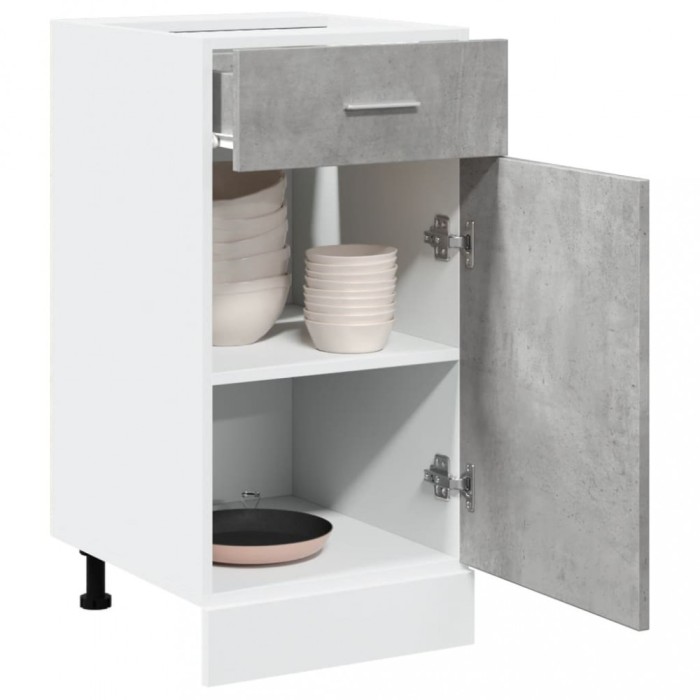Gossi dulap inferior cu sertar, gri beton, 40 x 46 x 81,5 cm, pal
