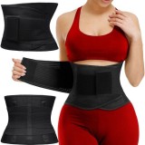 Corset exercitii fitness XXL, 75-95cm, unisex, prindere velcro, 188cm, 23x108cm, negru, Trizand