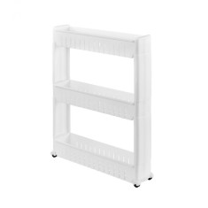 Raft depozitare mobil pentru bucatarie, 3 niveluri, 72 x 12 x 54,5 cm, plastic, alb