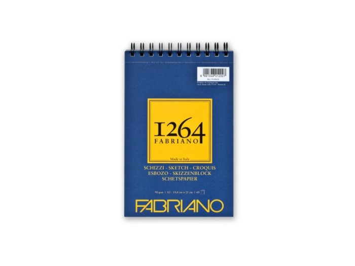 Bloc desen 1264 Schizzi, A5, 90gr, 60 file, cu spirala pe latime Fabriano