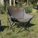 Set 2 Scaune Camping Pliabile Gossi, Gri, Buzunar Lateral, 120kg, Poliester 600D, Otel, Portabile pentru Pescuit, Picnic