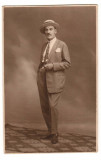 FOTO15034 - BARBAT IN COSTUM, CRAVATA, PALARIE, 1925, LEONAR, BUCURESTI
