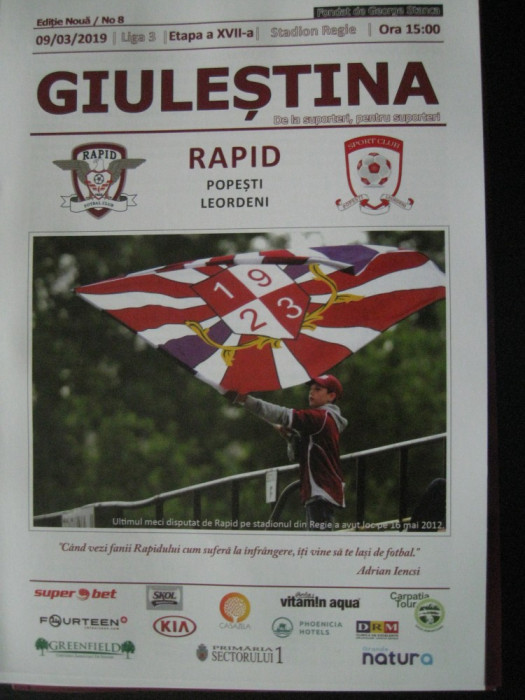 Rapid Bucuresti - Popesti Leordeni (9 martie 2019), program de meci