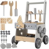 Atelier din lemn 3 &icirc;n 1 pentru copii cu unelte si carucior Kruzzel