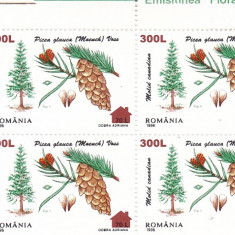 ROMANIA 2000 LP 1526 FLORA 96 SUPRATIPAR CABANA BLOC DE 4 TIMBRE MNH