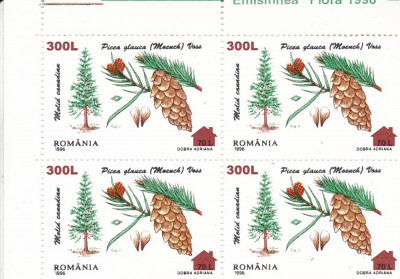 ROMANIA 2000 LP 1526 FLORA 96 SUPRATIPAR CABANA BLOC DE 4 TIMBRE MNH foto