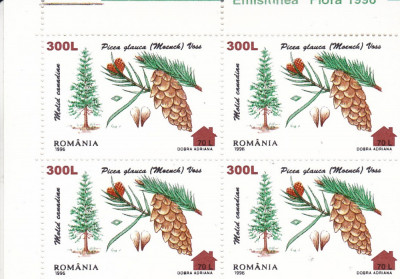 ROMANIA 2000 LP 1526 FLORA 96 SUPRATIPAR CABANA BLOC DE 4 TIMBRE MNH foto