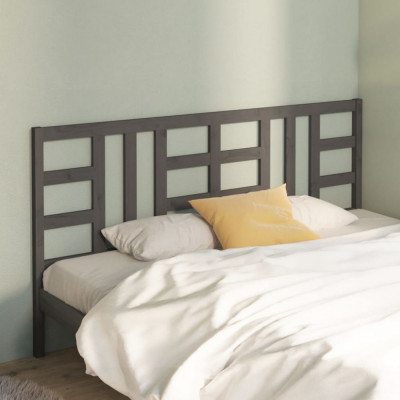 vidaXL Tăblie de pat, gri, 206x4x100 cm, lemn masiv de pin foto