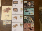 Laos - feline - tigru - serie 4 timbre MNH, 4 FDC, 4 maxime, fauna wwf