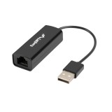 Placa de retea Lanberg 41869, USB 2.0 tata la RJ-45 mama, adaptor Ethernet, internet 10/100 Mb/s, cablu 10 cm, neagra