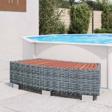 Treaptă pentru spa, gri, 92 x 45 x 25 cm, poliratan