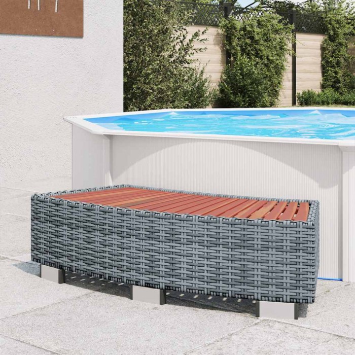 Treaptă pentru spa, gri, 92 x 45 x 25 cm, poliratan