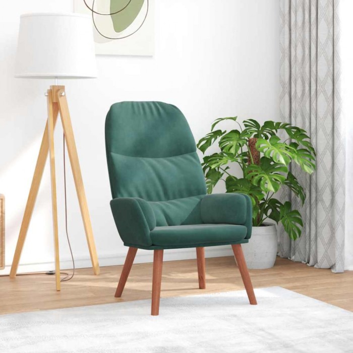 vidaXL Scaun de relaxare, verde &icirc;nchis, catifea
