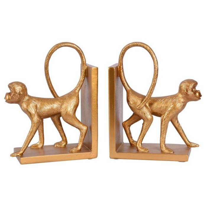 Set doua suporturi carti cu maimute aurii CW228