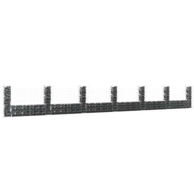 vidaXL Coș de gabion &amp;icirc;n formă de U cu 7 st&amp;acirc;lpi, 740x20x100 cm, fier foto