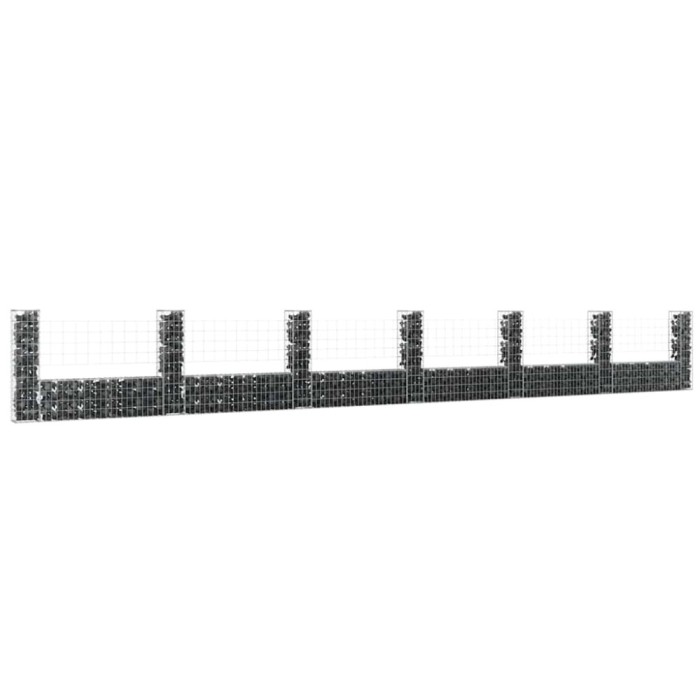 vidaXL Coș de gabion &icirc;n formă de U cu 7 st&acirc;lpi, 740x20x100 cm, fier