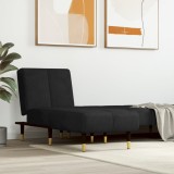Șezlong Negru Catifea vidaXL Rabatabil Multifuncțional 55x140cm, Relaxare &amp; Oaspeți, Cadru Metalic Robust, Confortabil &amp; Elegant